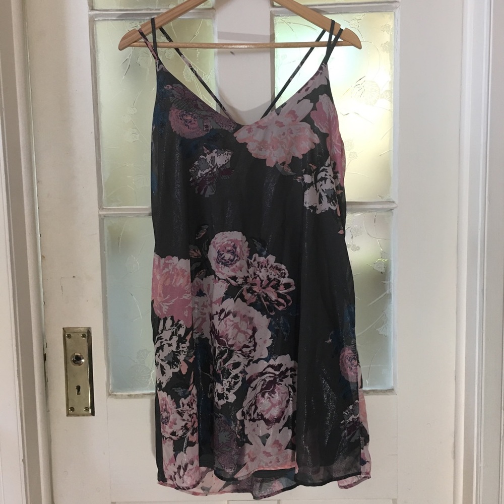 Shiny Floral Slip Dress